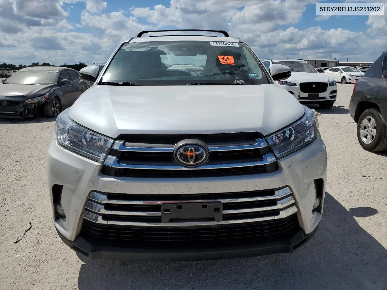 5TDYZRFH3JS251202 2018 Toyota Highlander Limited