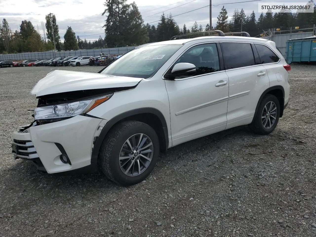 5TDJZRFH4JS820687 2018 Toyota Highlander Se