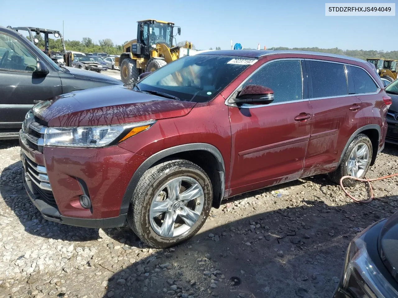 2018 Toyota Highlander Limited VIN: 5TDDZRFHXJS494049 Lot: 73237194