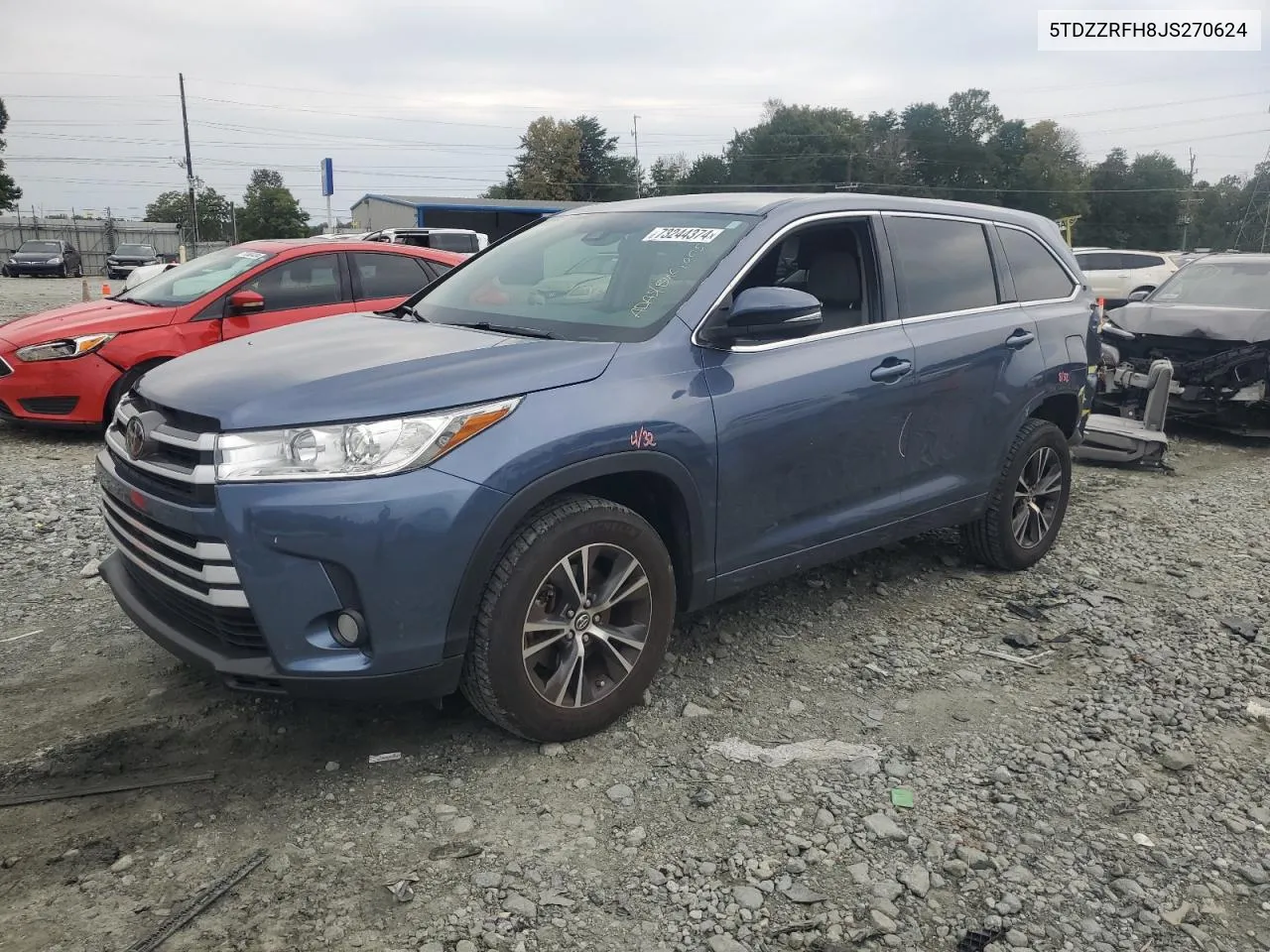 2018 Toyota Highlander Le VIN: 5TDZZRFH8JS270624 Lot: 73244374