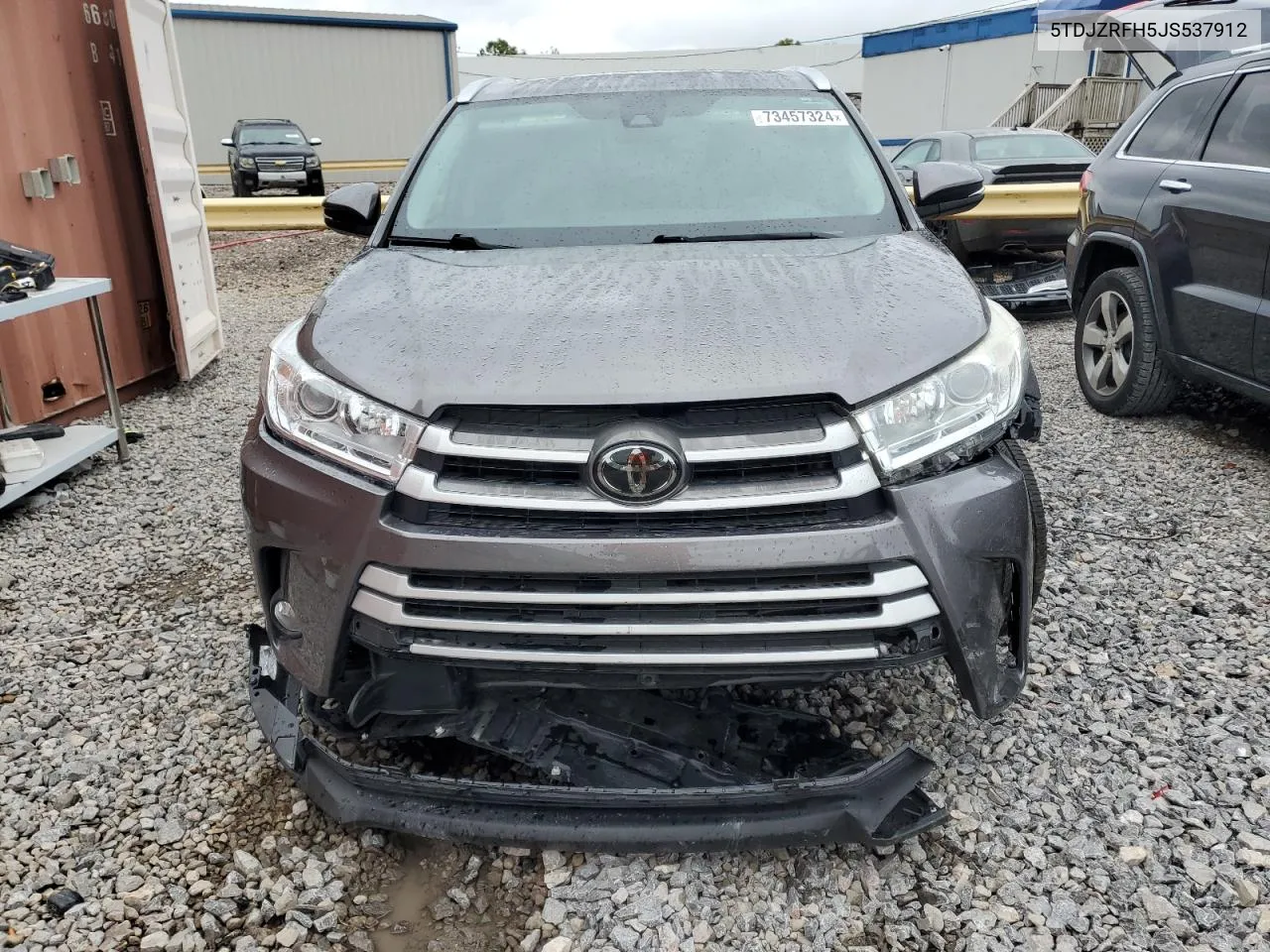 2018 Toyota Highlander Se VIN: 5TDJZRFH5JS537912 Lot: 73457324