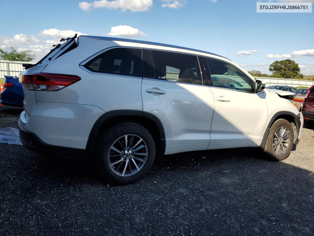 2018 Toyota Highlander Se VIN: 5TDJZRFH8JS866751 Lot: 73613364