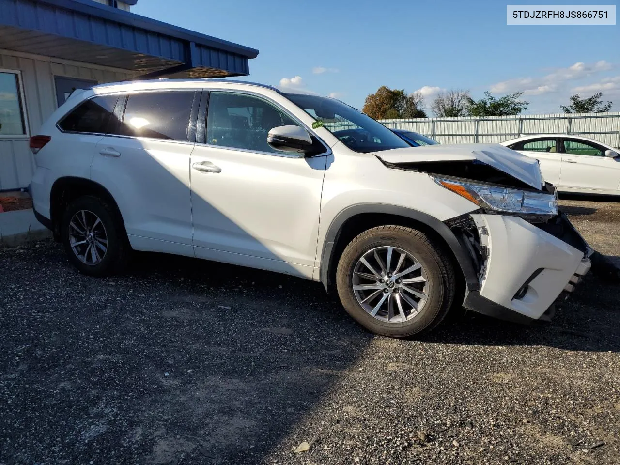 2018 Toyota Highlander Se VIN: 5TDJZRFH8JS866751 Lot: 73613364