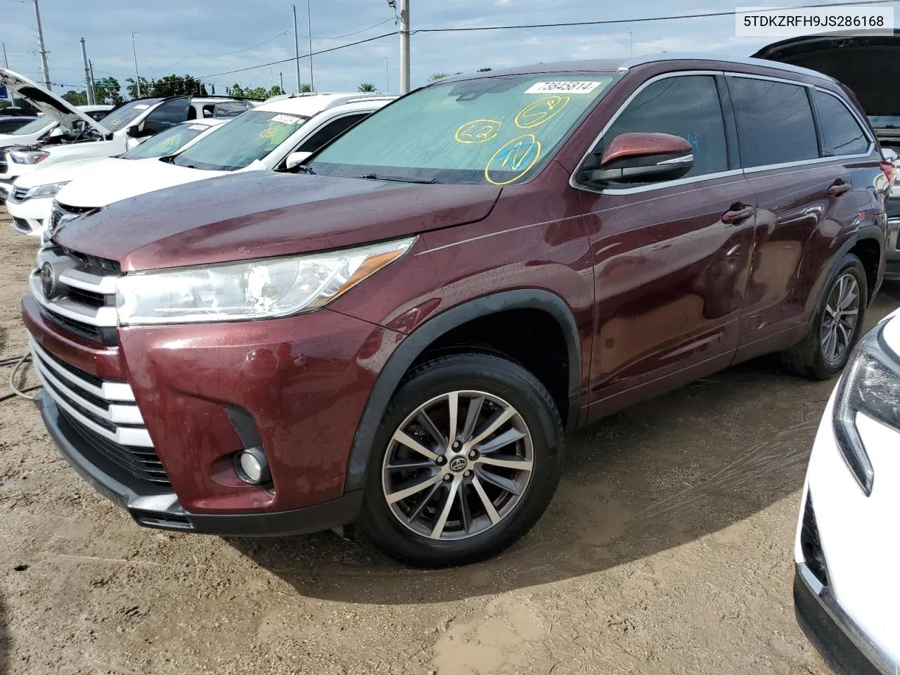 2018 Toyota Highlander Se VIN: 5TDKZRFH9JS286168 Lot: 73845814