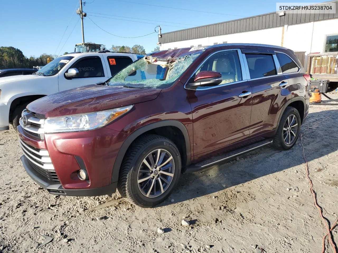 2018 Toyota Highlander Se VIN: 5TDKZRFH9JS238704 Lot: 74180764