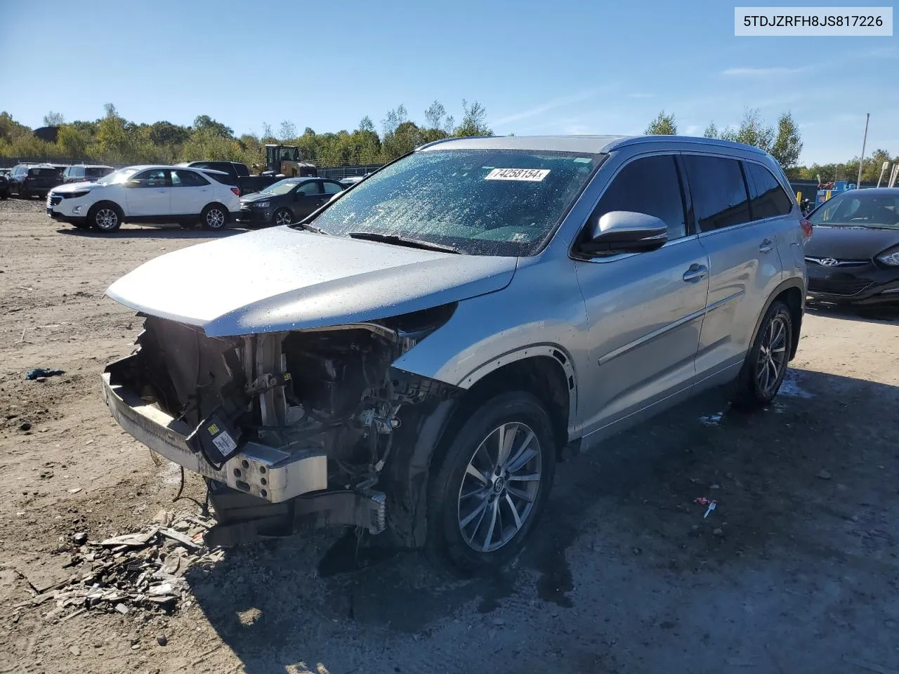 2018 Toyota Highlander Se VIN: 5TDJZRFH8JS817226 Lot: 74258154