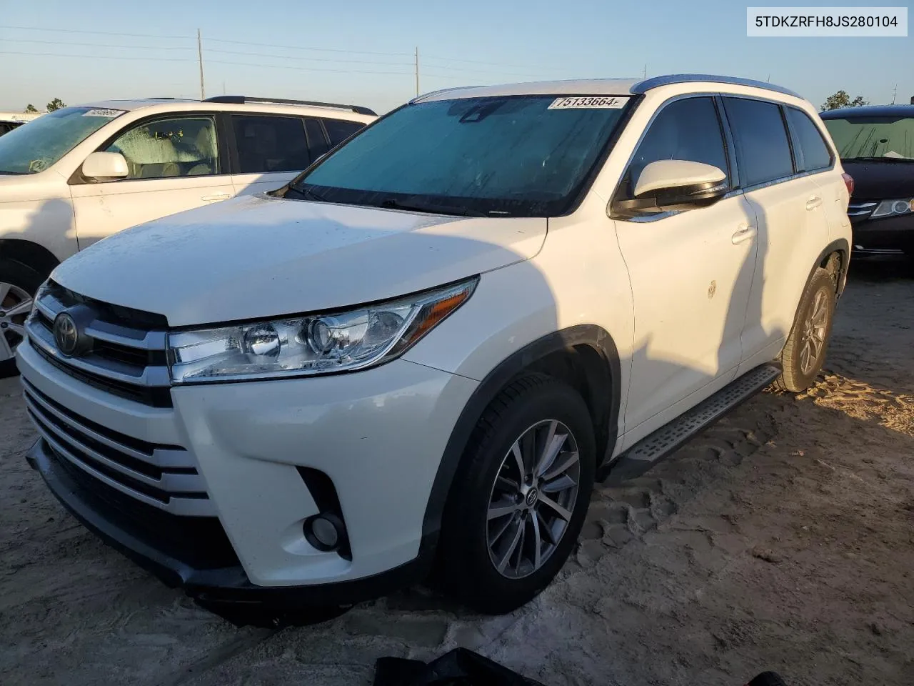 2018 Toyota Highlander Se VIN: 5TDKZRFH8JS280104 Lot: 75133664