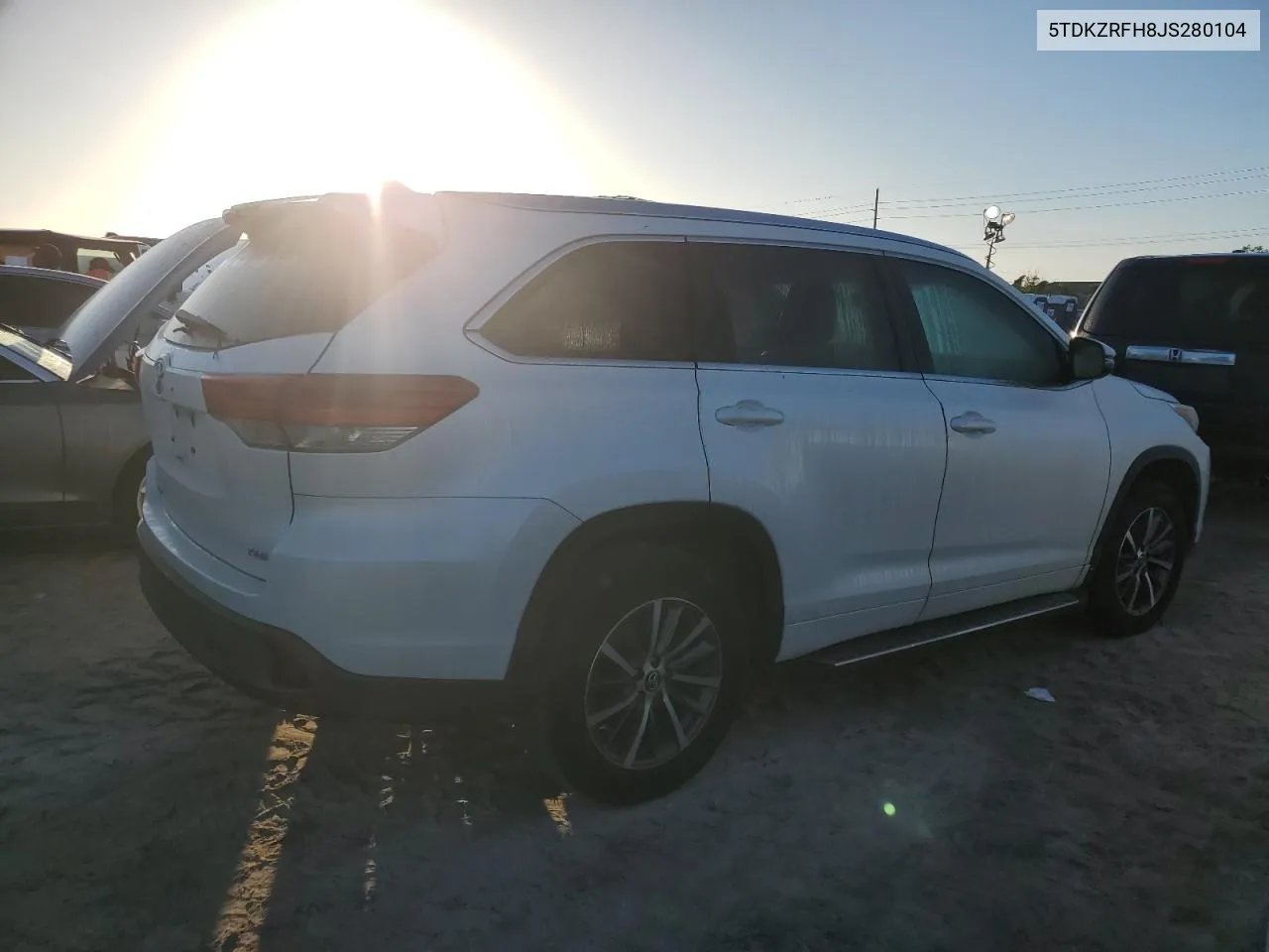 2018 Toyota Highlander Se VIN: 5TDKZRFH8JS280104 Lot: 75133664