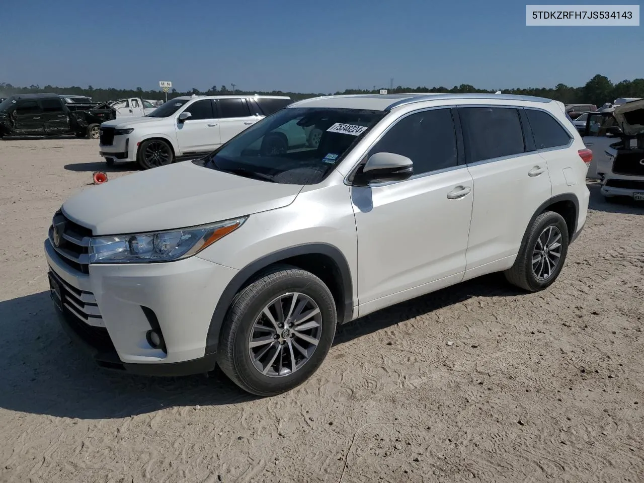 2018 Toyota Highlander Se VIN: 5TDKZRFH7JS534143 Lot: 75348224