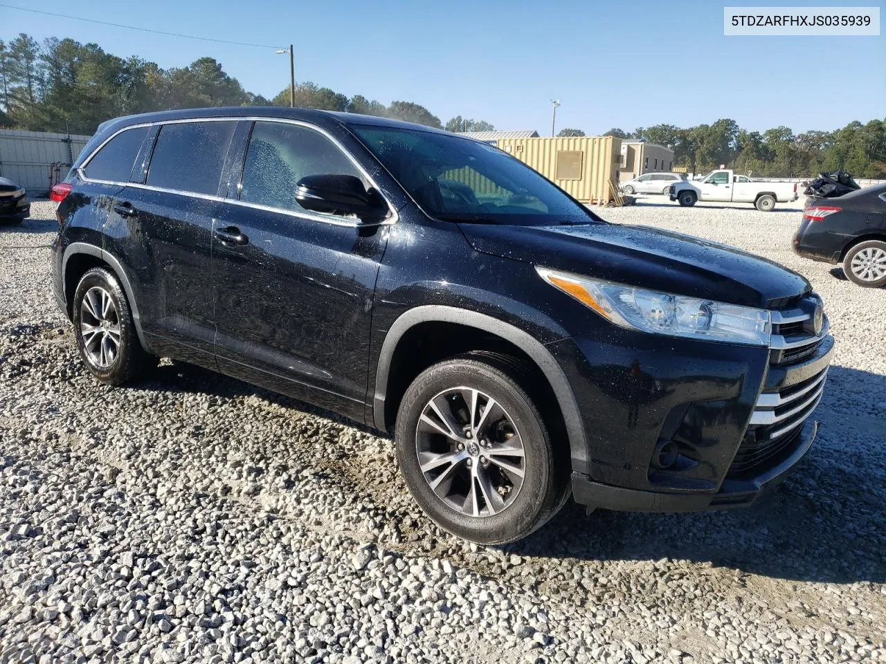 5TDZARFHXJS035939 2018 Toyota Highlander Le