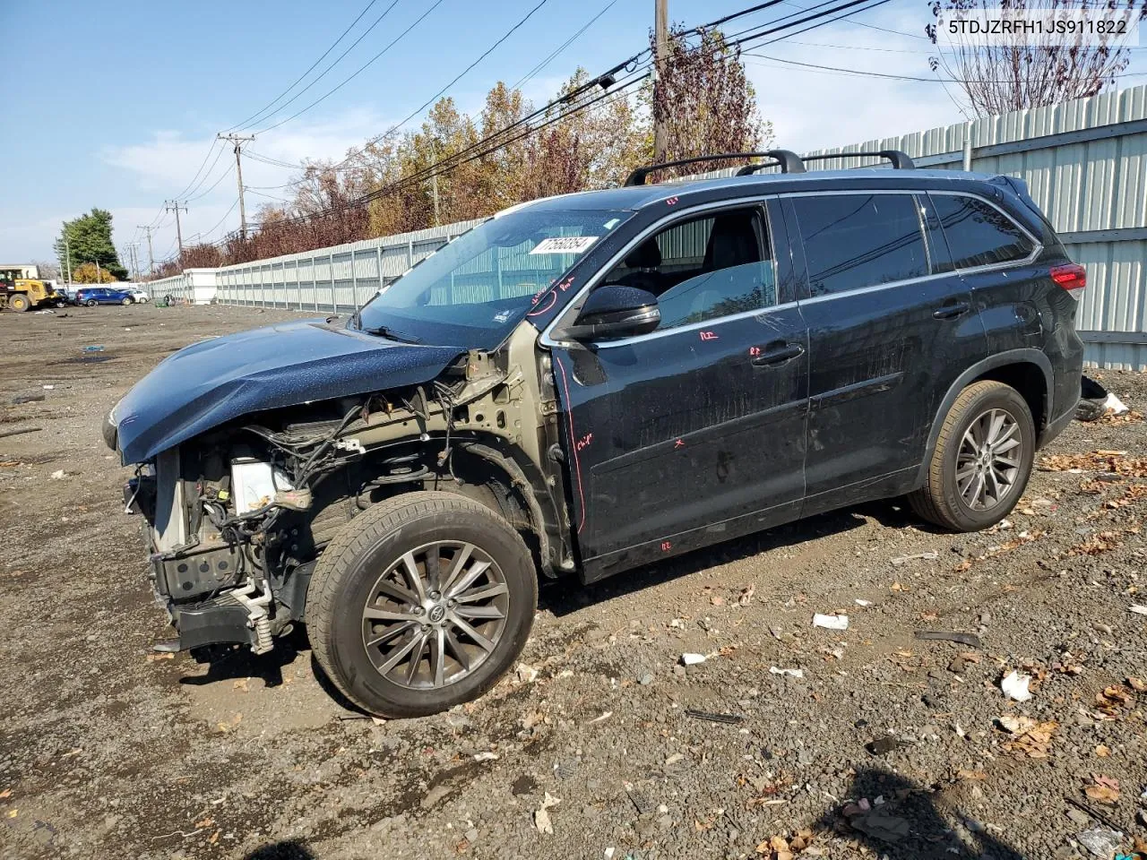 2018 Toyota Highlander Se VIN: 5TDJZRFH1JS911822 Lot: 77560354