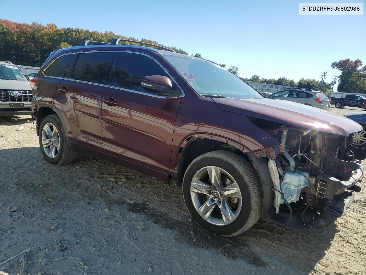 2018 Toyota Highlander Limited VIN: 5TDDZRFH9JS802988 Lot: 77620554