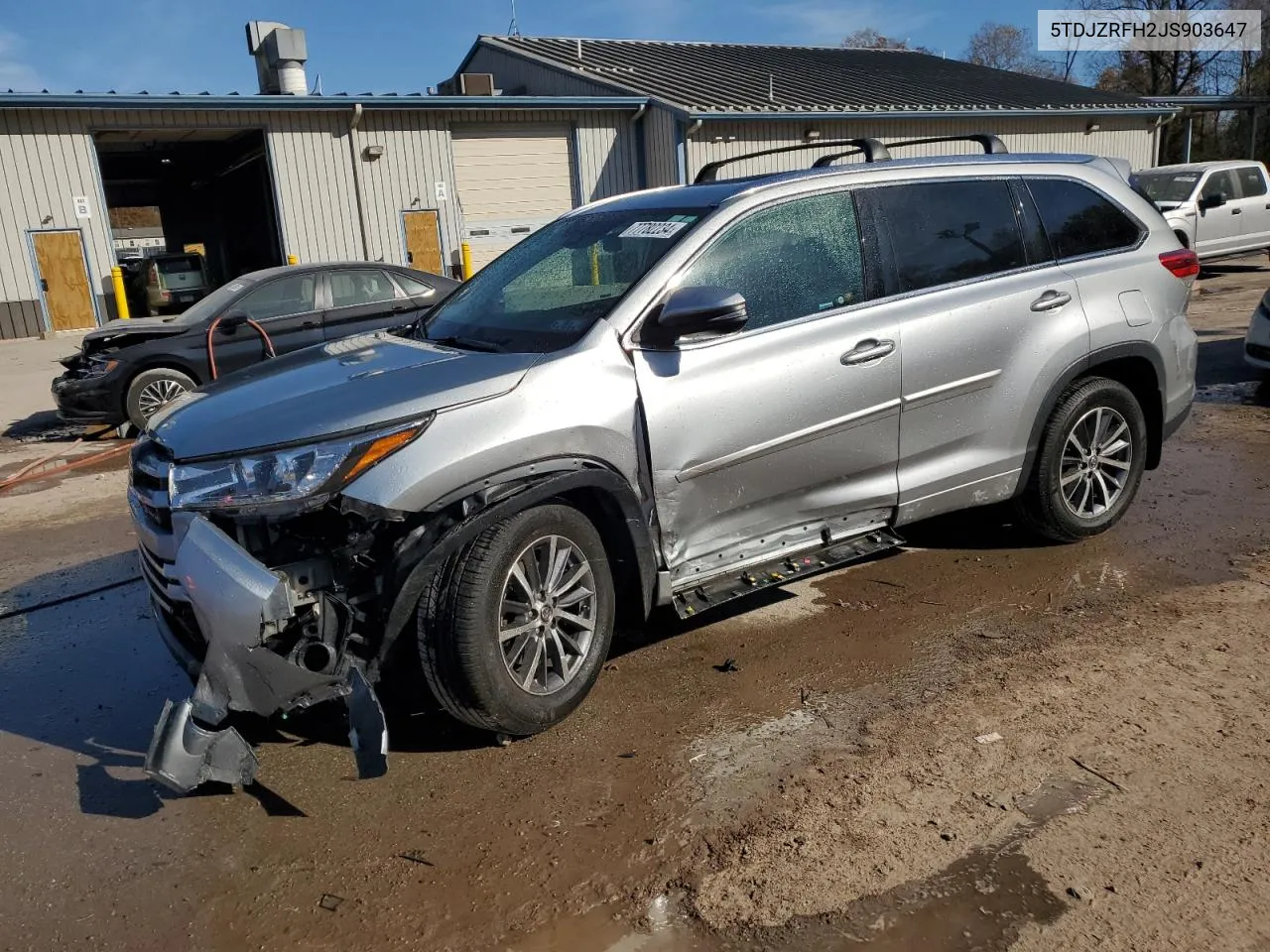 2018 Toyota Highlander Se VIN: 5TDJZRFH2JS903647 Lot: 77782234