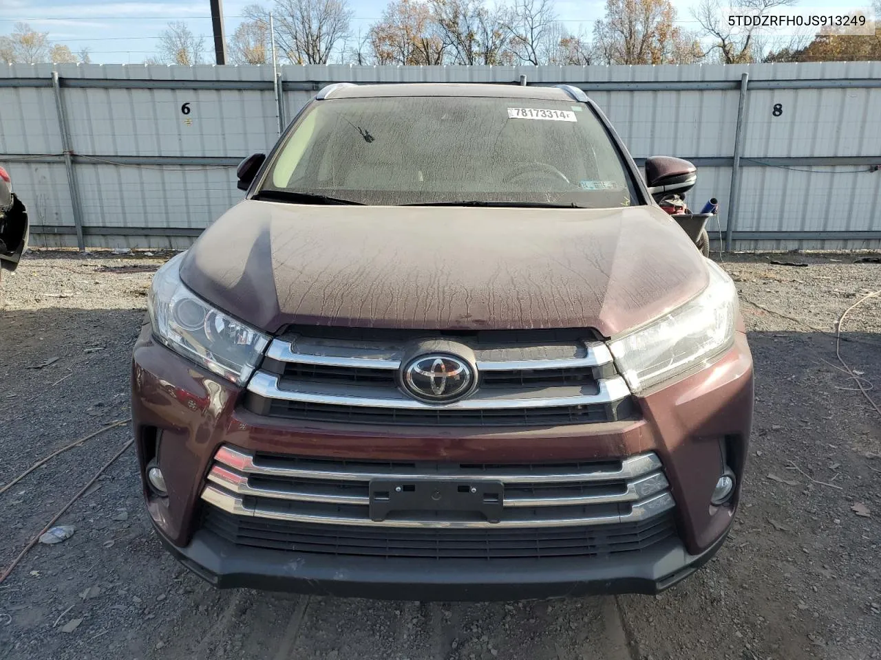 2018 Toyota Highlander Limited VIN: 5TDDZRFH0JS913249 Lot: 78173314