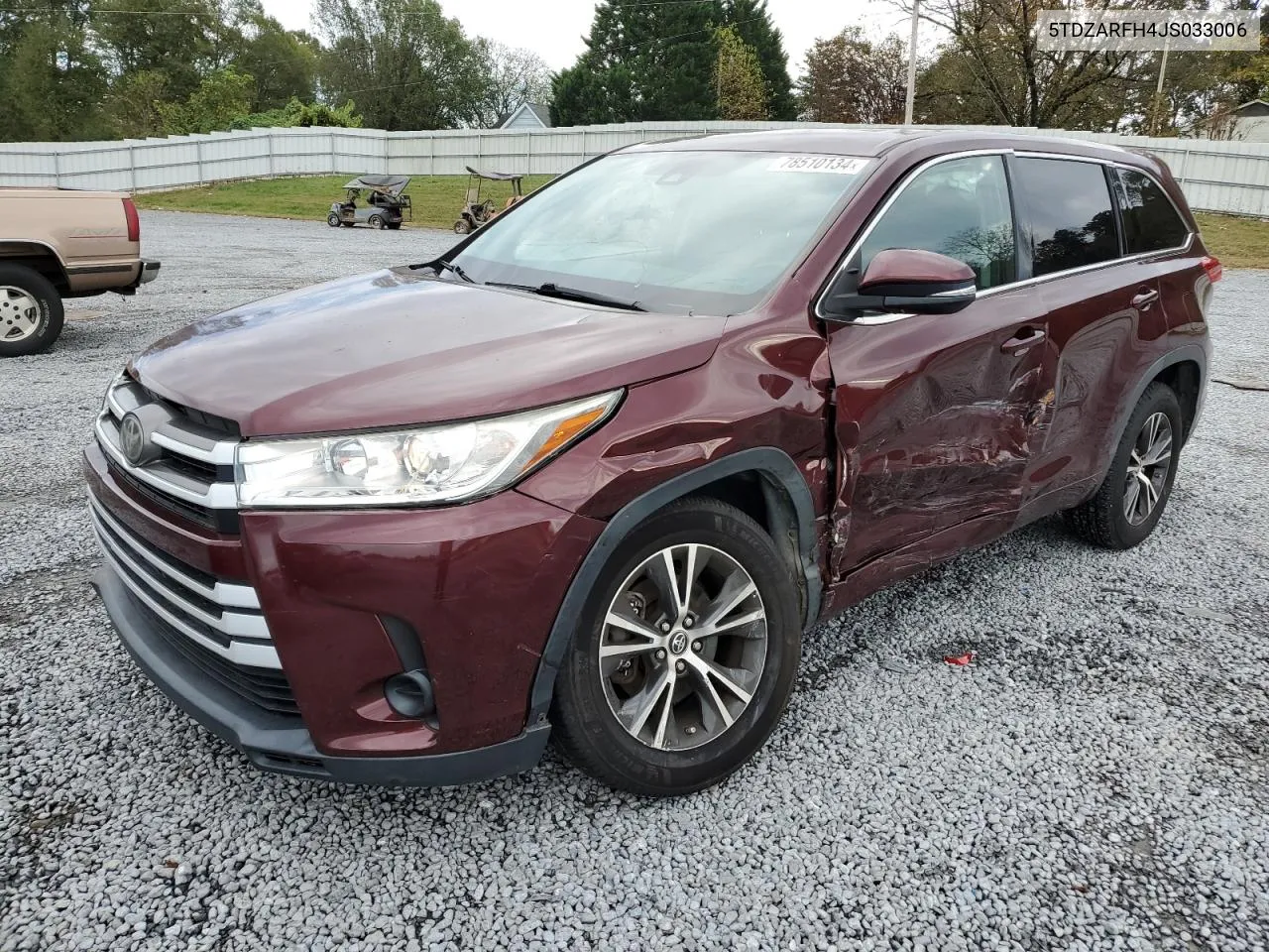 2018 Toyota Highlander Le VIN: 5TDZARFH4JS033006 Lot: 78510134