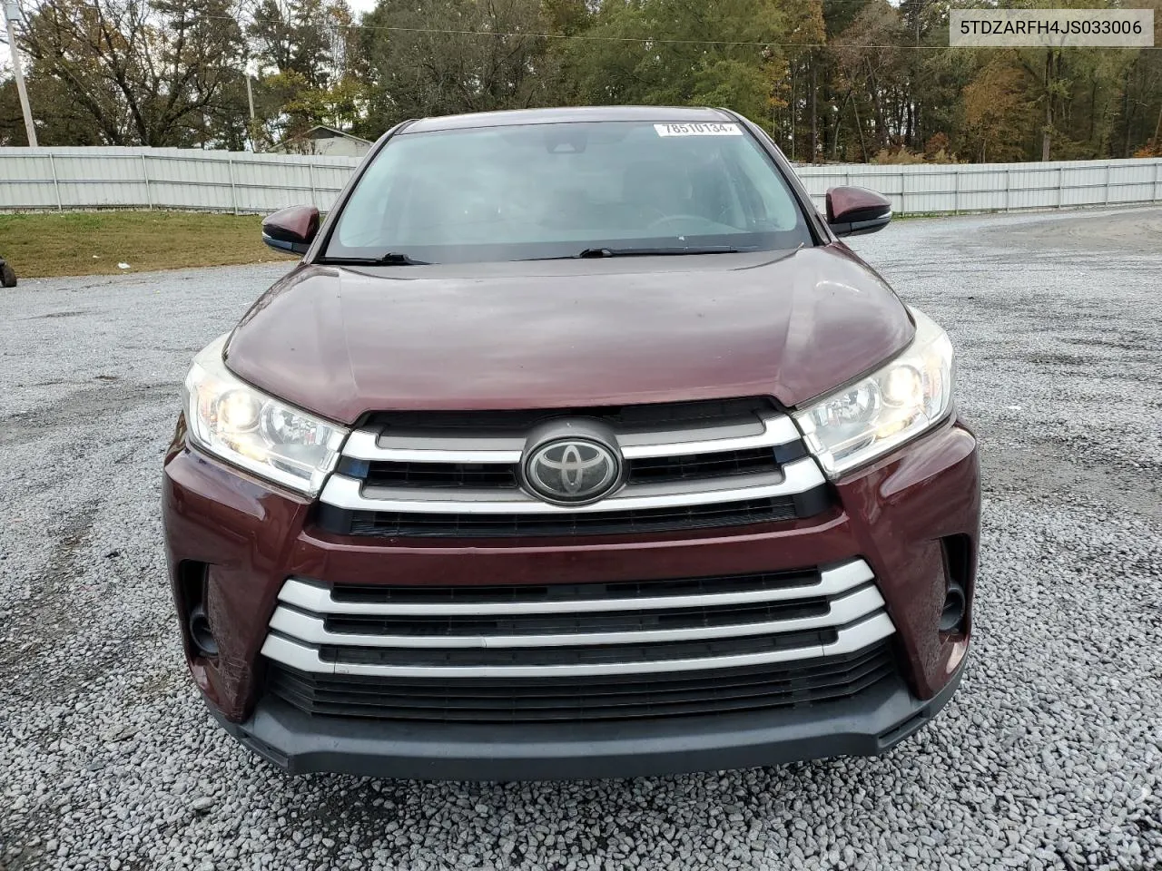 2018 Toyota Highlander Le VIN: 5TDZARFH4JS033006 Lot: 78510134