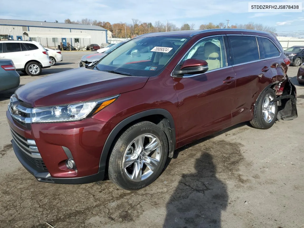 2018 Toyota Highlander Limited VIN: 5TDDZRFH2JS878438 Lot: 78889524