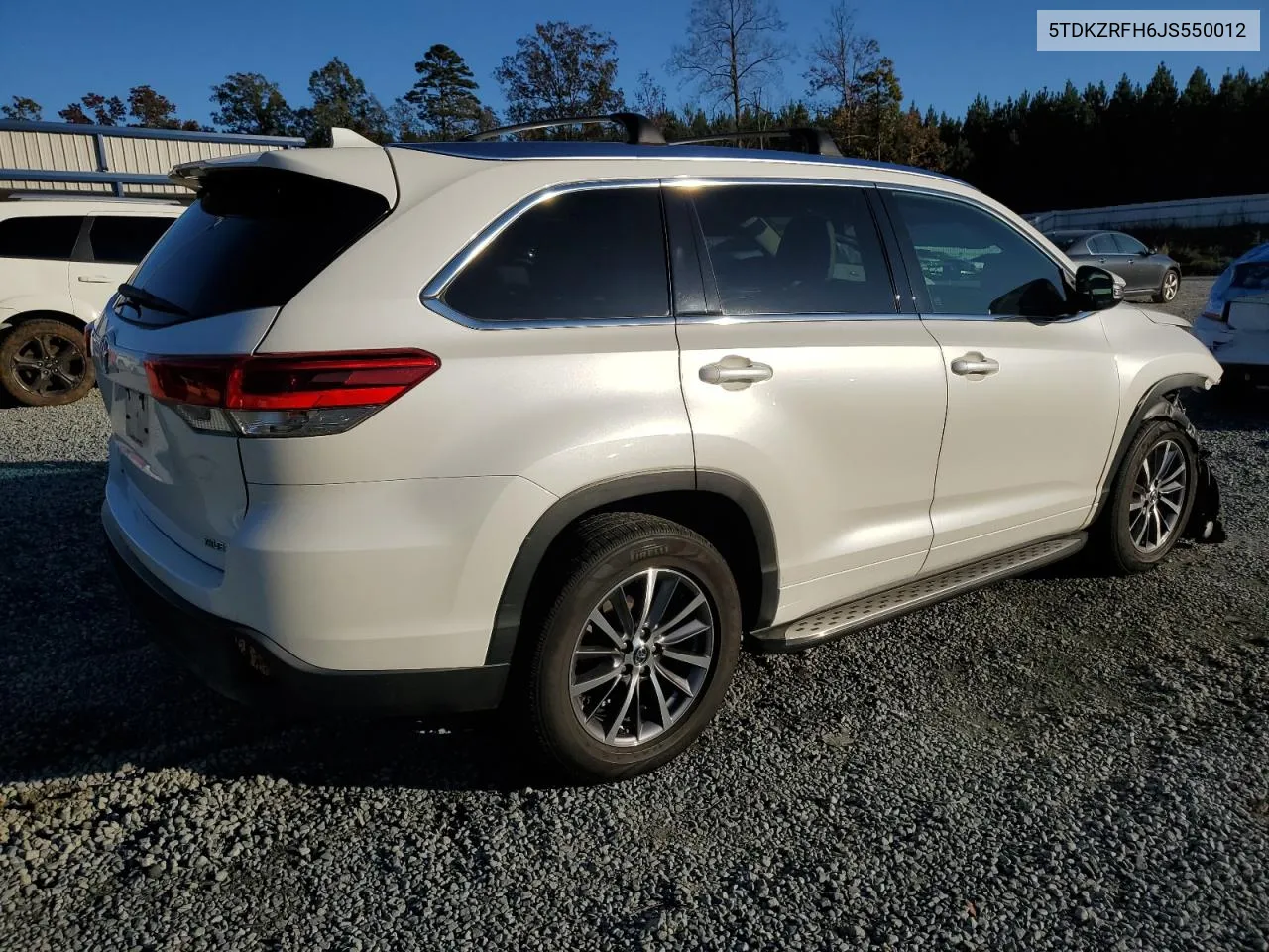 2018 Toyota Highlander Se VIN: 5TDKZRFH6JS550012 Lot: 79846034