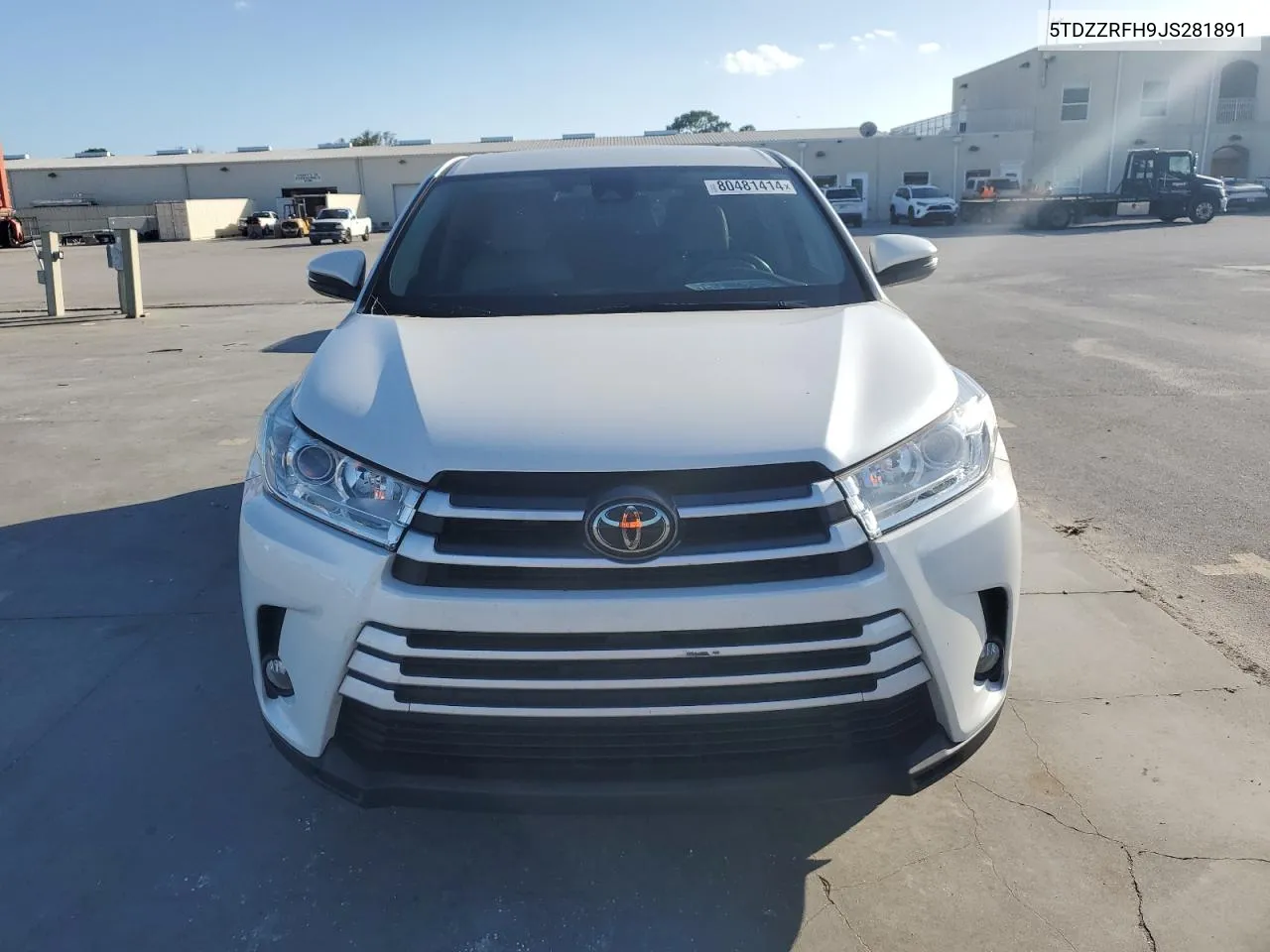 2018 Toyota Highlander Le VIN: 5TDZZRFH9JS281891 Lot: 80481414