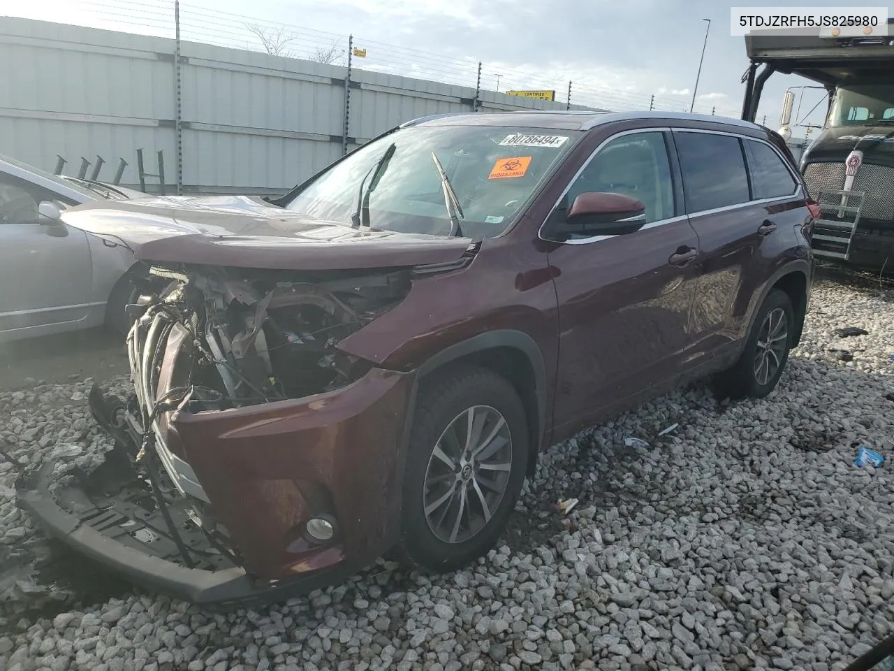 2018 Toyota Highlander Se VIN: 5TDJZRFH5JS825980 Lot: 80786494