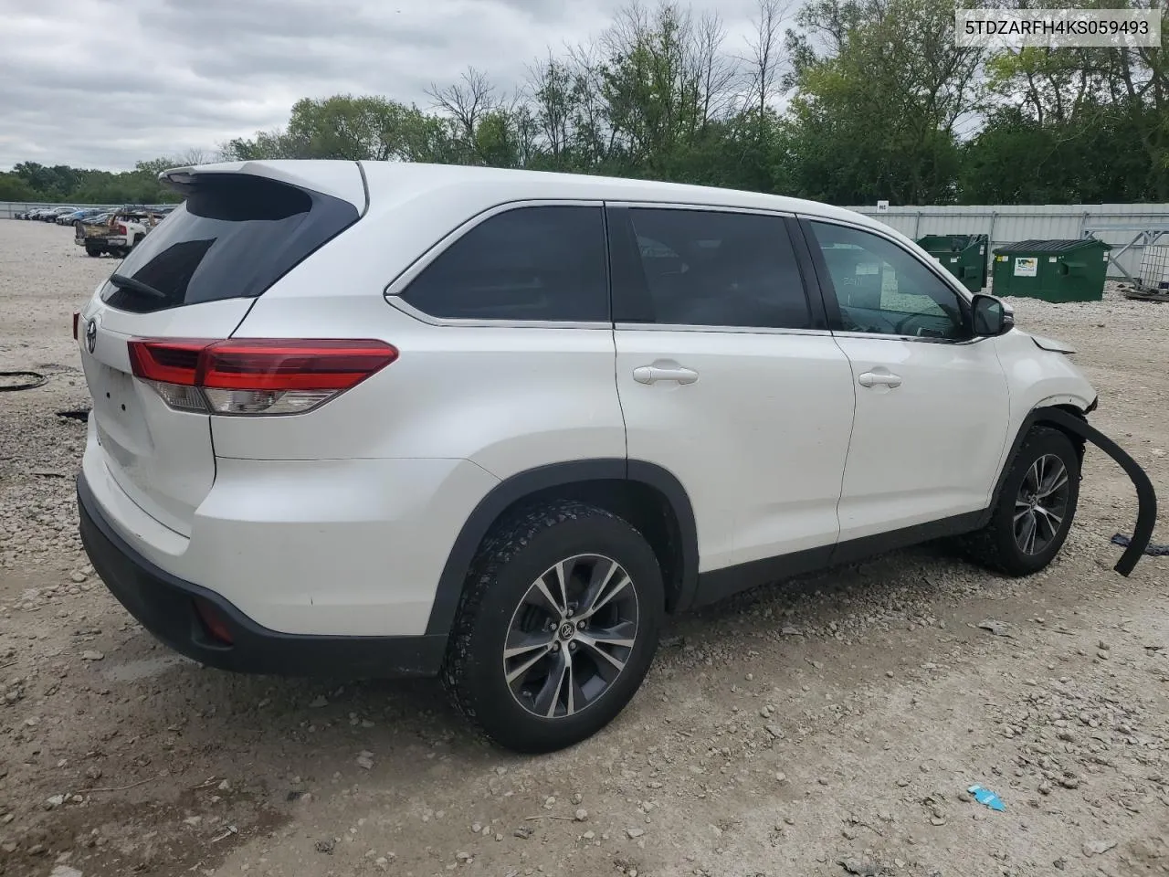 2019 Toyota Highlander Le VIN: 5TDZARFH4KS059493 Lot: 55631944