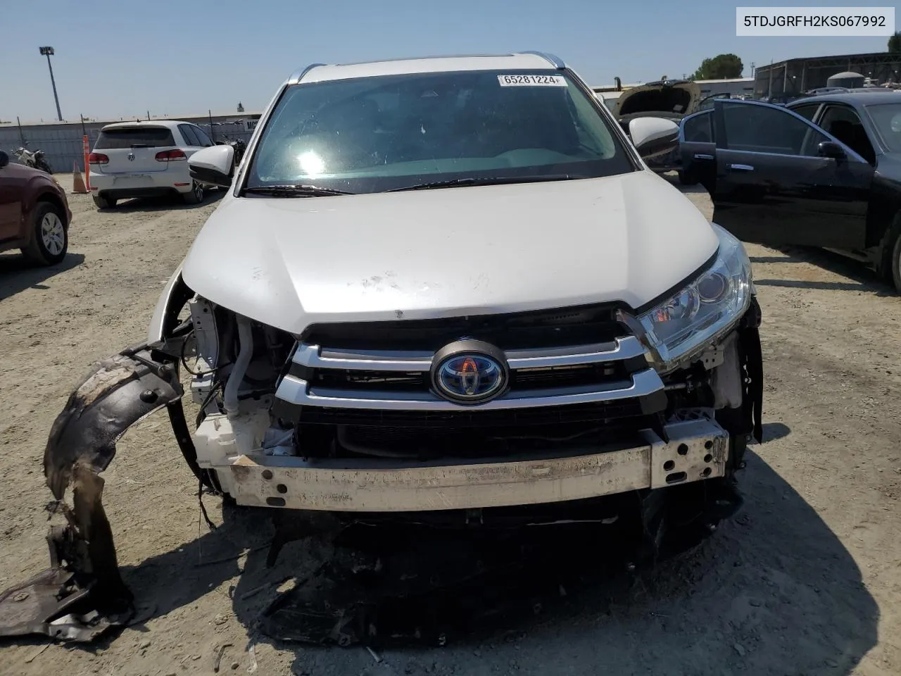 2019 Toyota Highlander Hybrid VIN: 5TDJGRFH2KS067992 Lot: 65281224