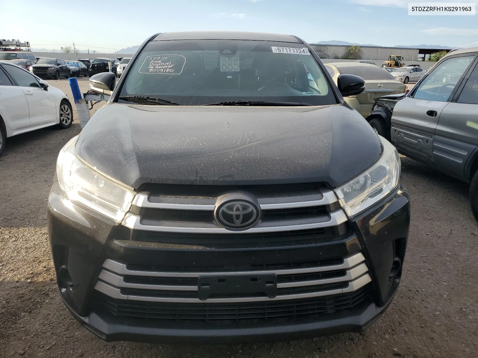 2019 Toyota Highlander Le VIN: 5TDZZRFH1KS291963 Lot: 67171724