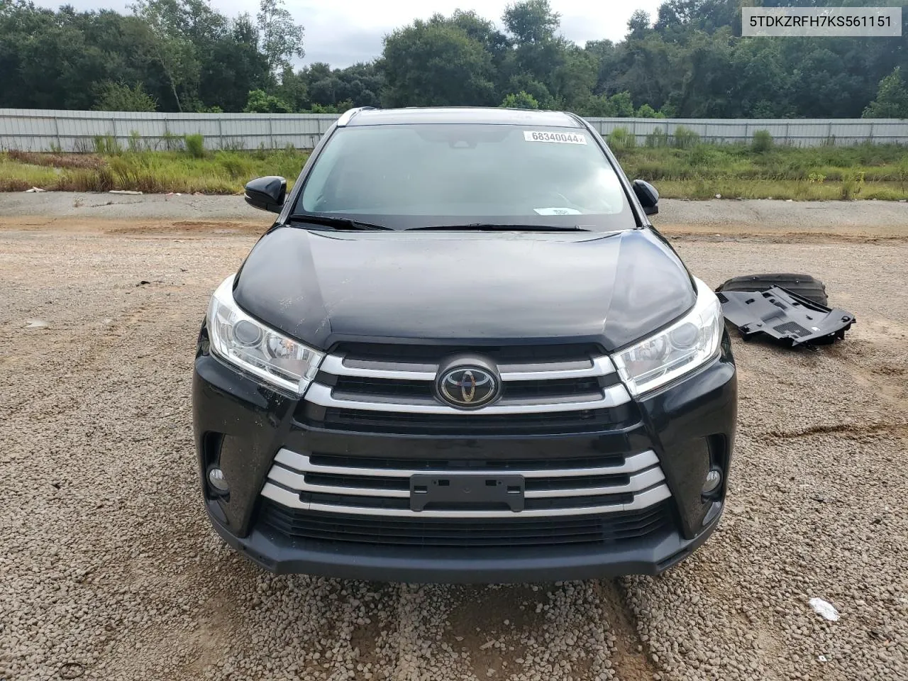 2019 Toyota Highlander Se VIN: 5TDKZRFH7KS561151 Lot: 68340044