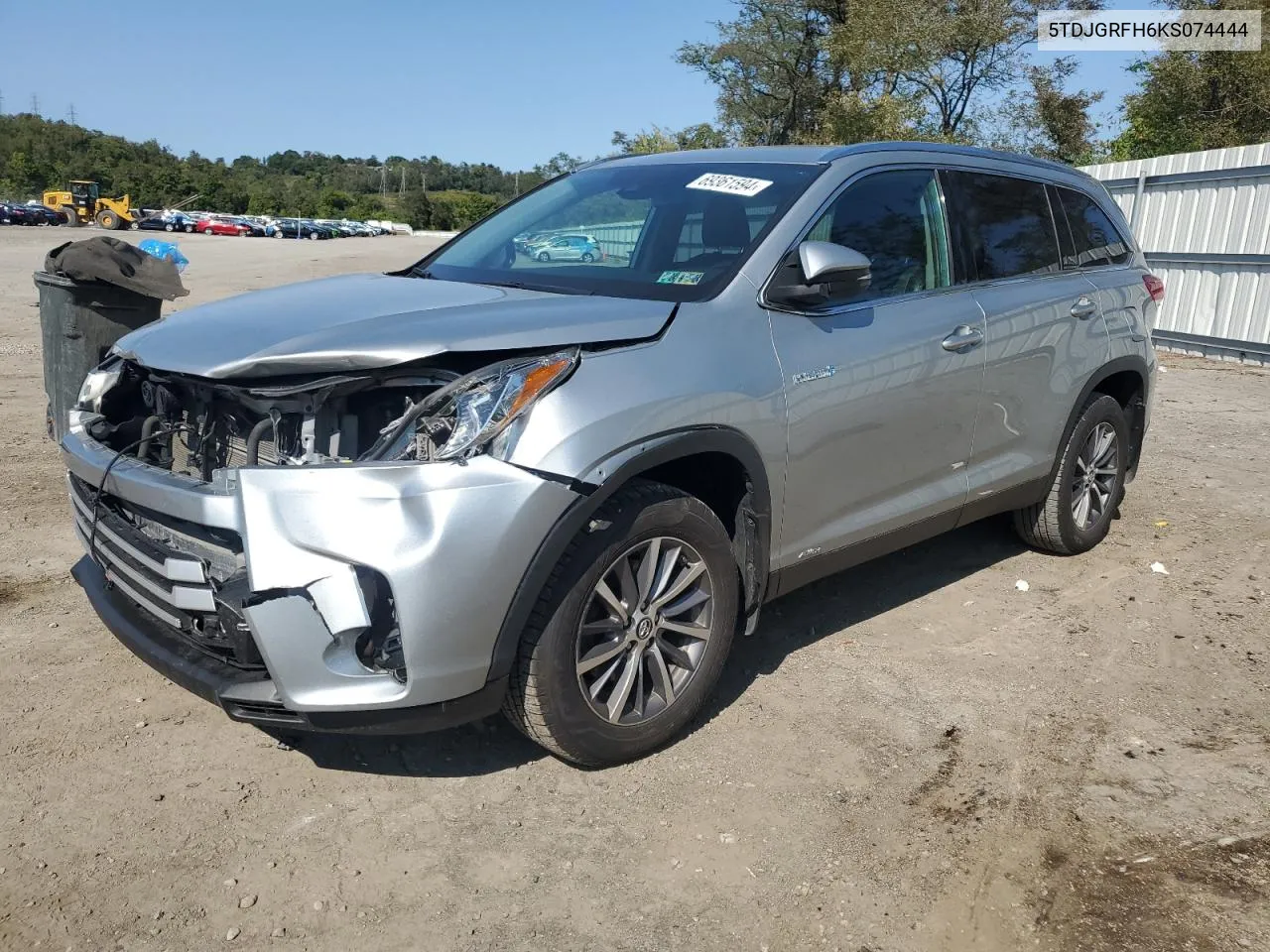 2019 Toyota Highlander Hybrid VIN: 5TDJGRFH6KS074444 Lot: 69361594