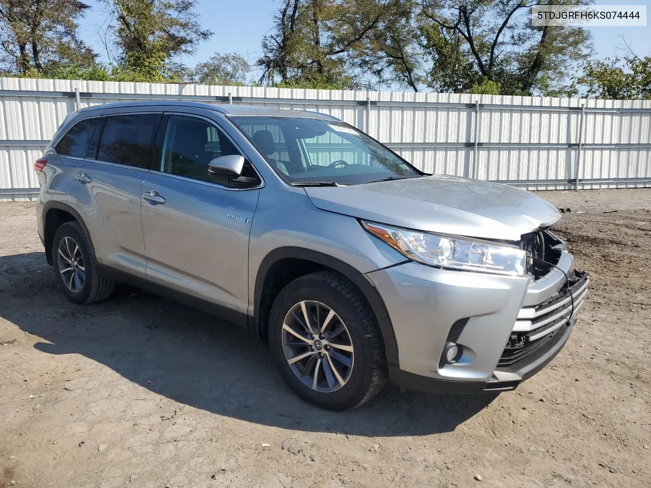 2019 Toyota Highlander Hybrid VIN: 5TDJGRFH6KS074444 Lot: 69361594