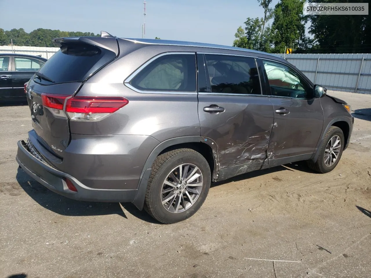 2019 Toyota Highlander Se VIN: 5TDJZRFH5KS610035 Lot: 69384394