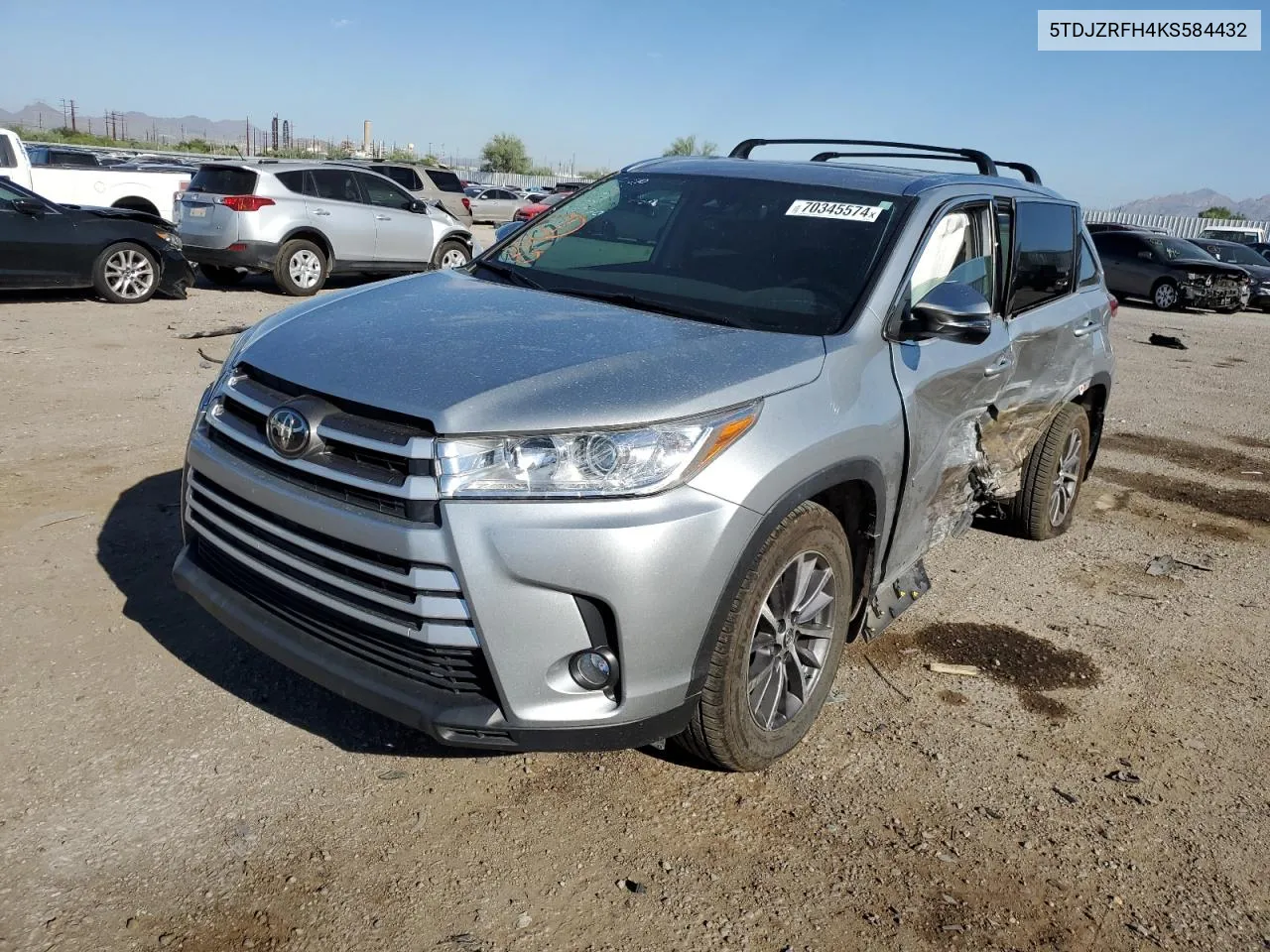 5TDJZRFH4KS584432 2019 Toyota Highlander Se