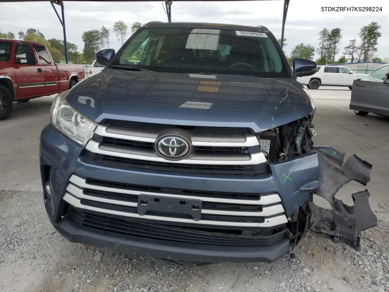 2019 Toyota Highlander Se VIN: 5TDKZRFH7KS298224 Lot: 70759934