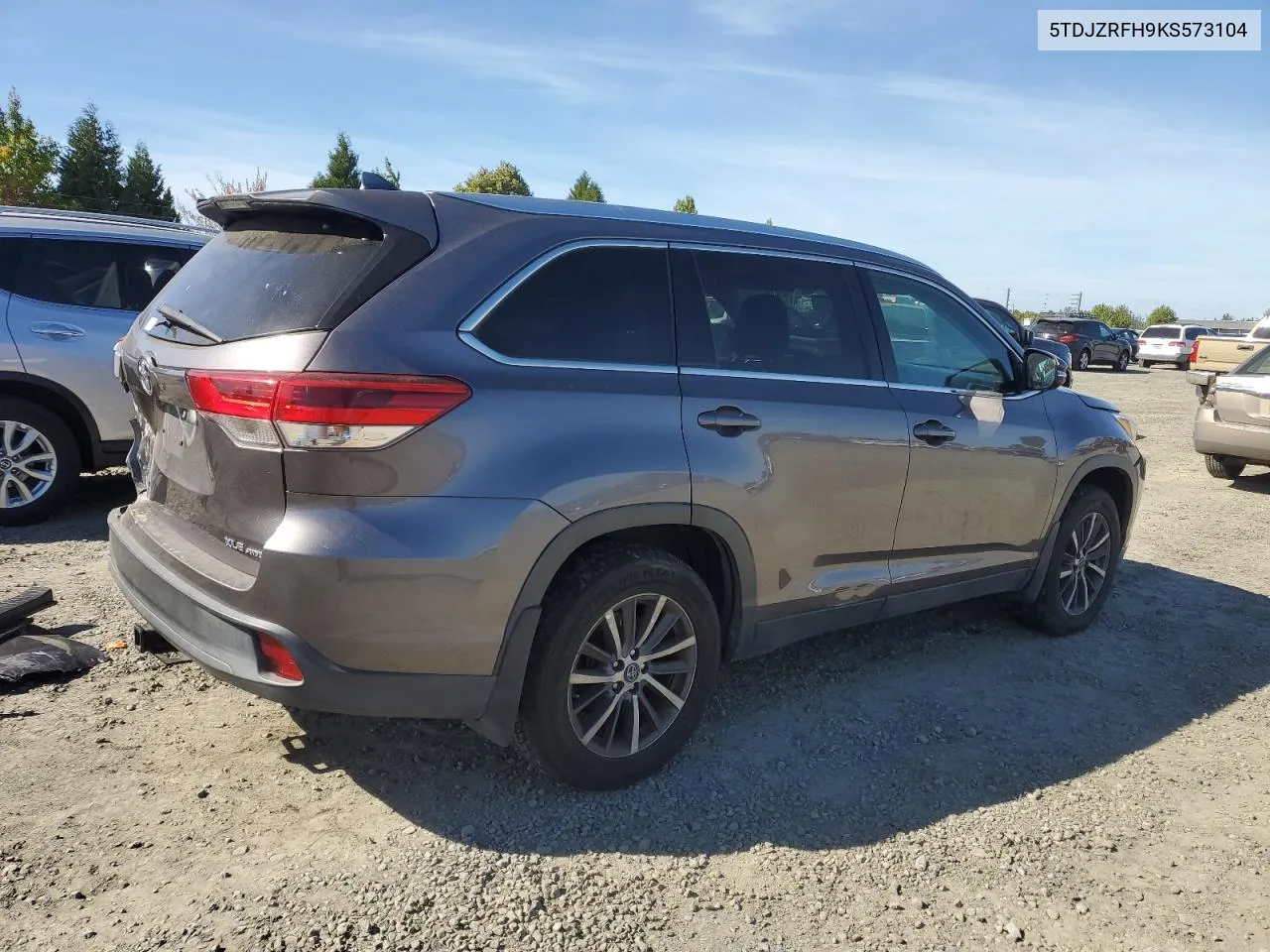 2019 Toyota Highlander Se VIN: 5TDJZRFH9KS573104 Lot: 70899034