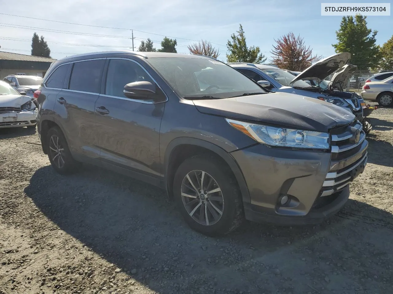 2019 Toyota Highlander Se VIN: 5TDJZRFH9KS573104 Lot: 70899034