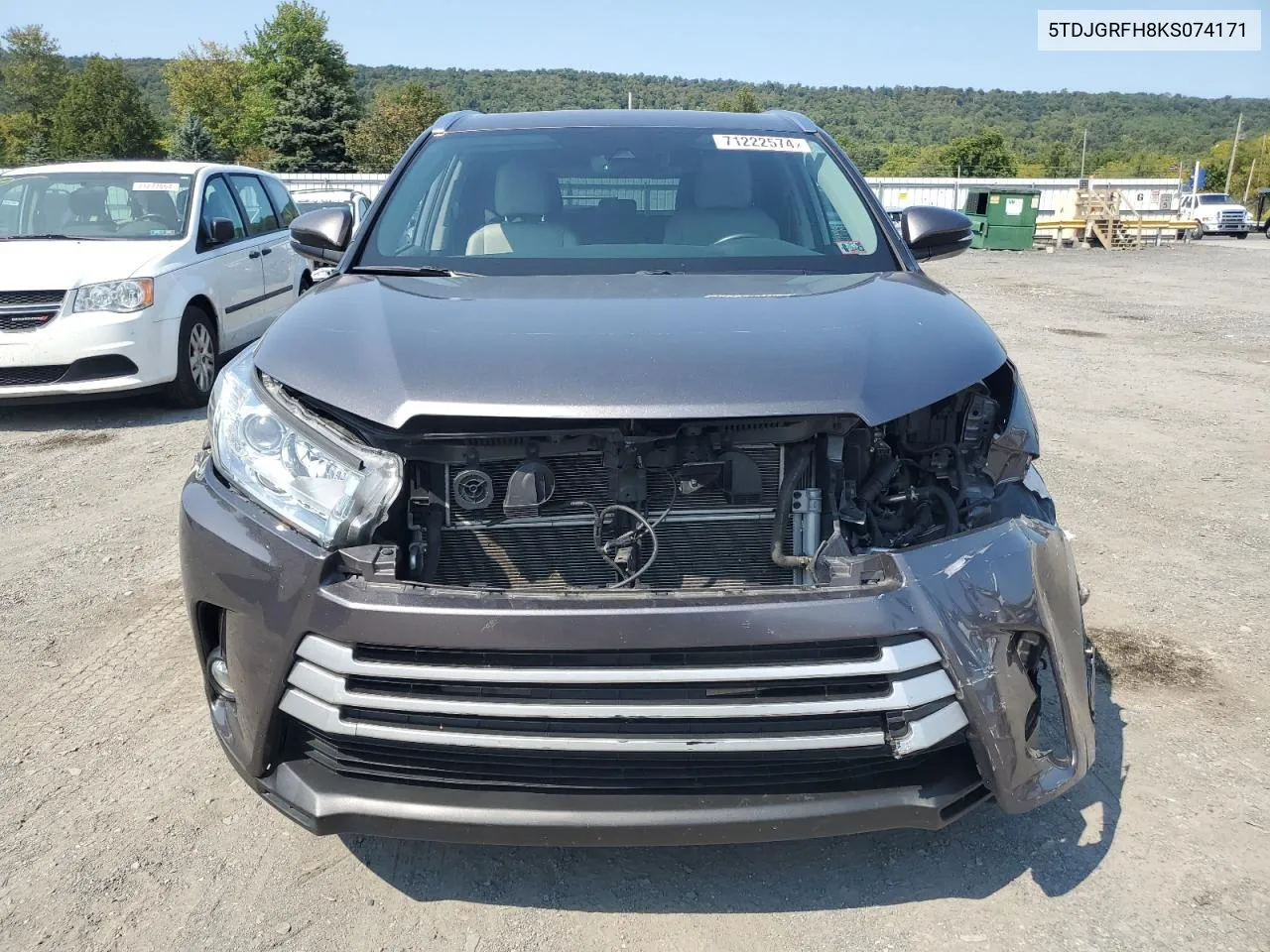 2019 Toyota Highlander Hybrid VIN: 5TDJGRFH8KS074171 Lot: 71222574