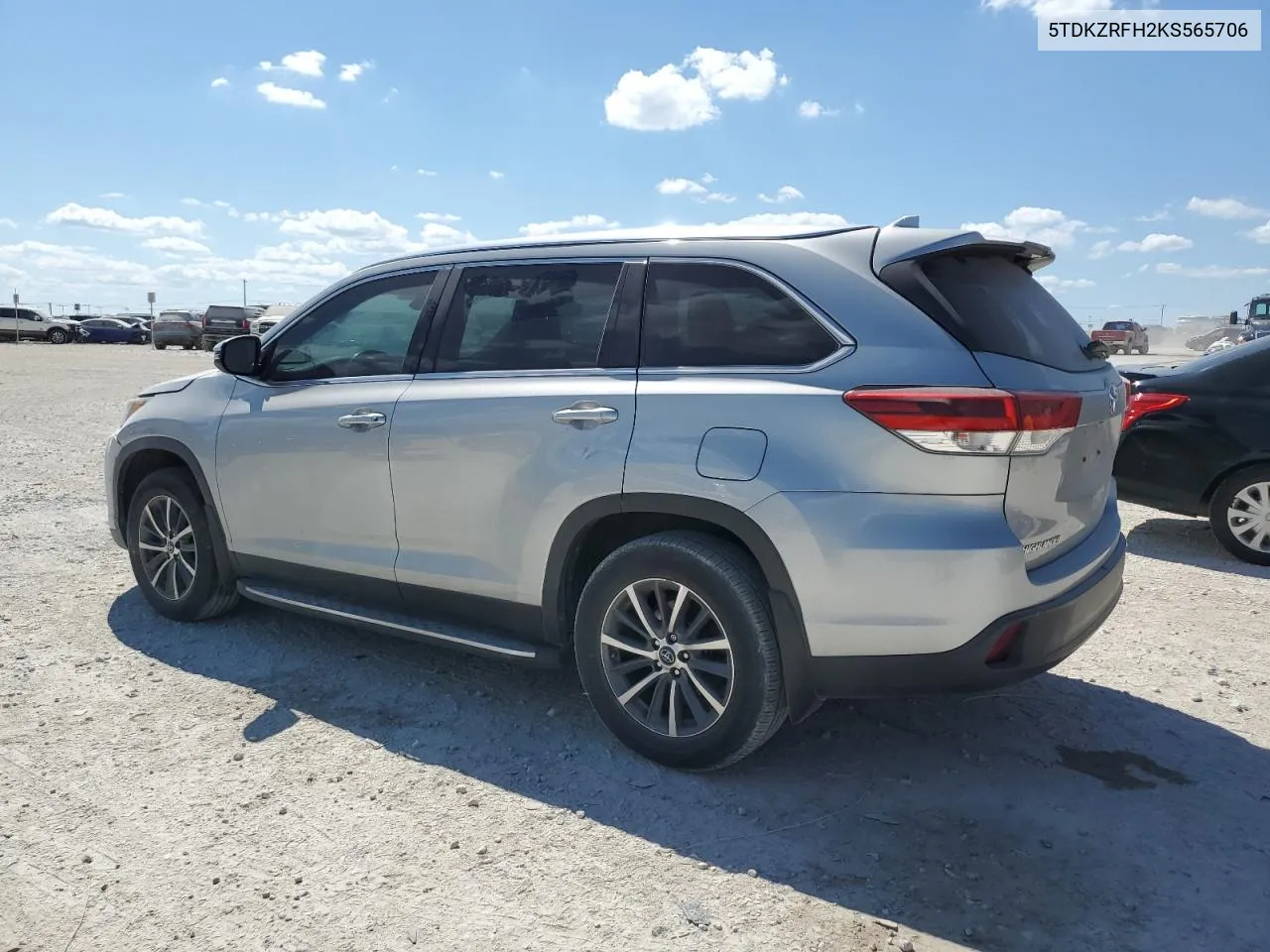 5TDKZRFH2KS565706 2019 Toyota Highlander Se