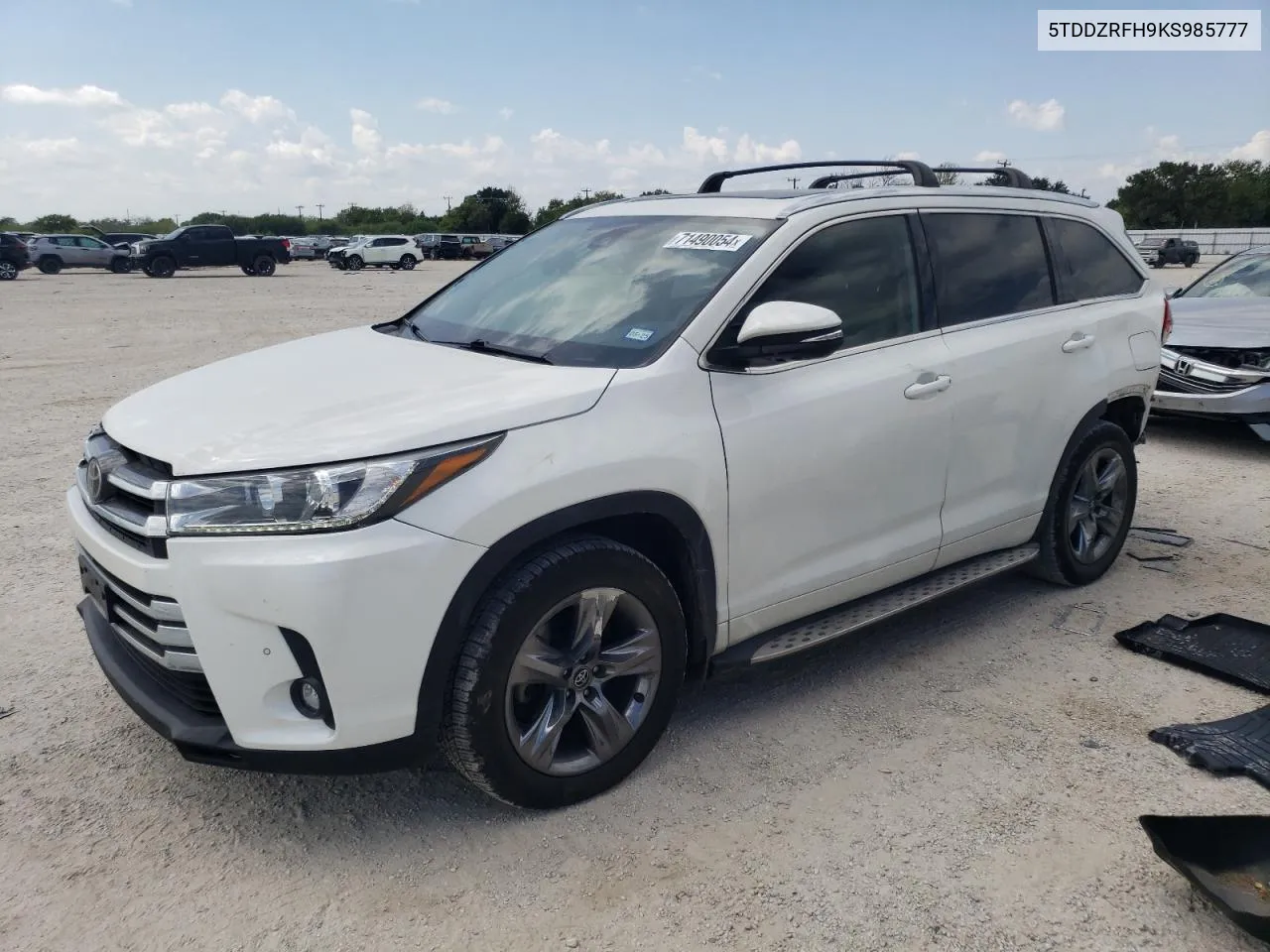 2019 Toyota Highlander Limited VIN: 5TDDZRFH9KS985777 Lot: 71490054