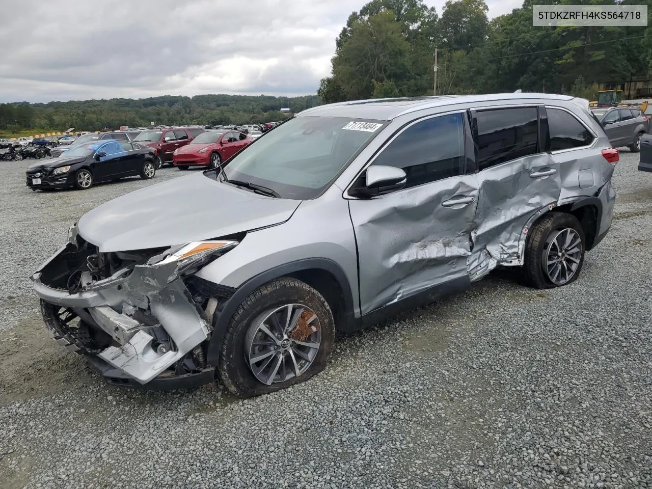 5TDKZRFH4KS564718 2019 Toyota Highlander Se