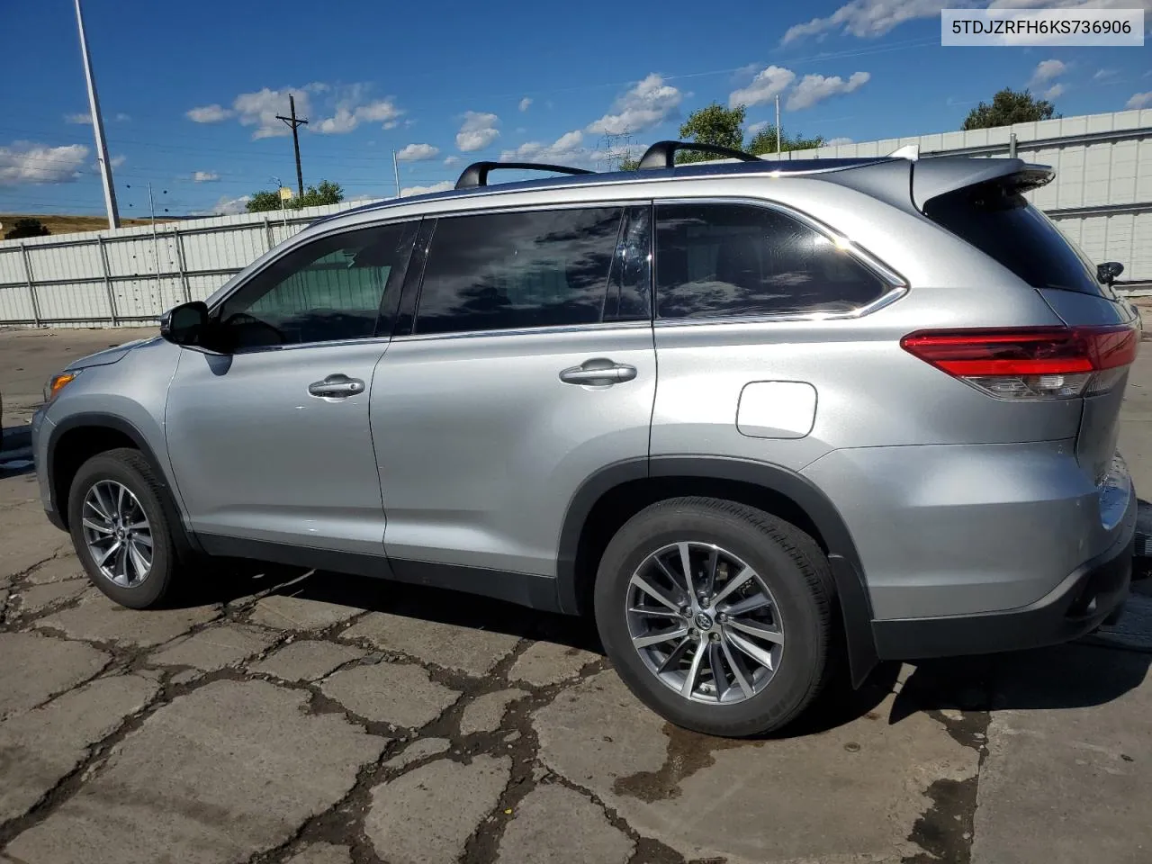 5TDJZRFH6KS736906 2019 Toyota Highlander Se