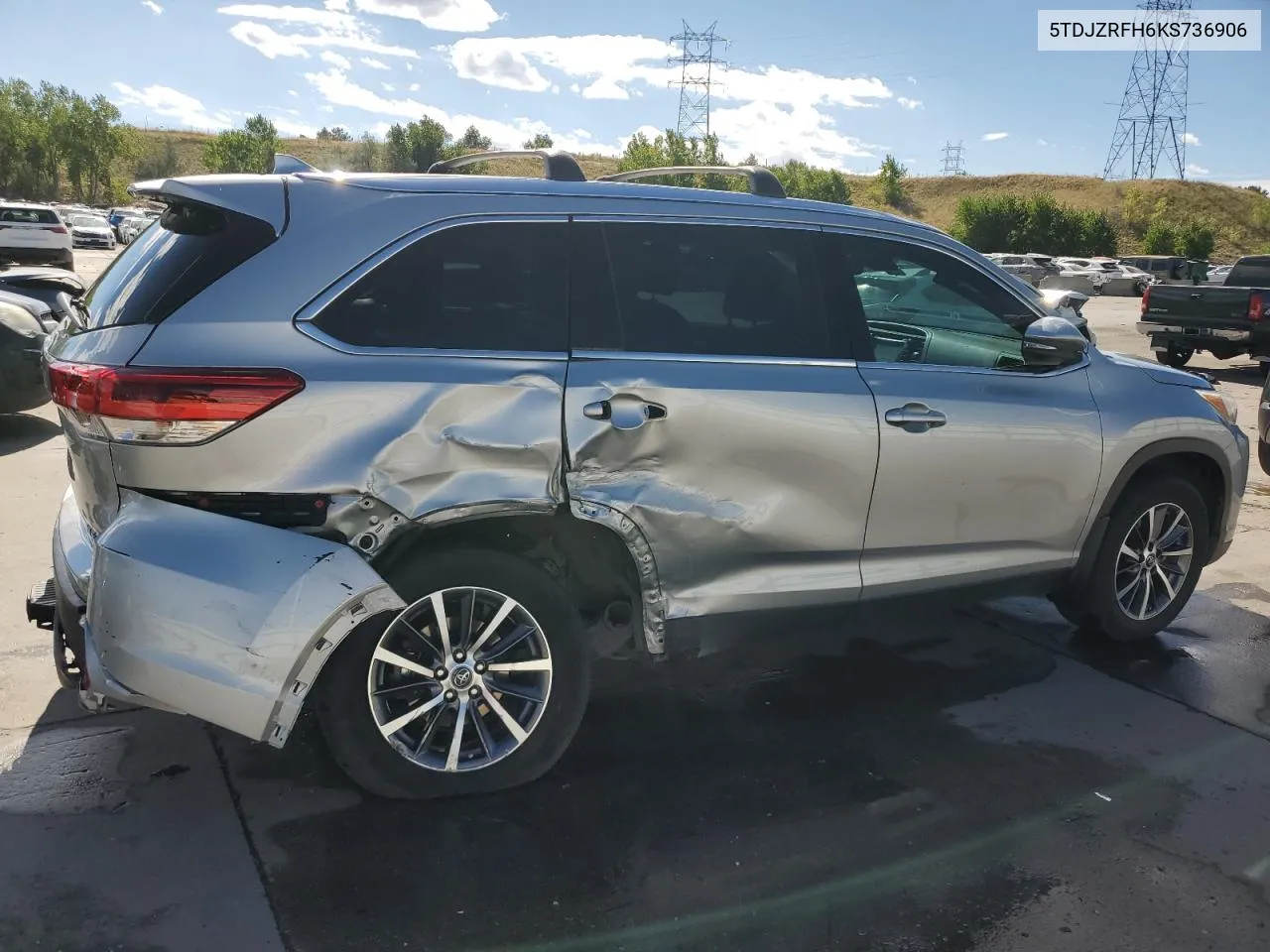 2019 Toyota Highlander Se VIN: 5TDJZRFH6KS736906 Lot: 72024004