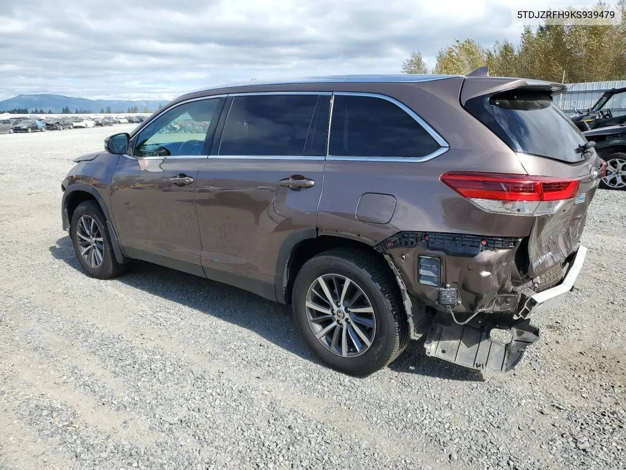 2019 Toyota Highlander Se VIN: 5TDJZRFH9KS939479 Lot: 72235264