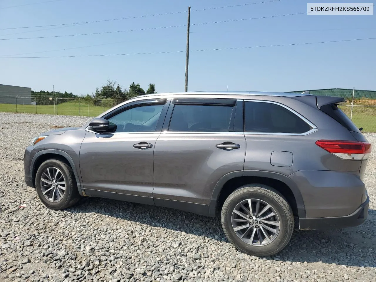 2019 Toyota Highlander Se VIN: 5TDKZRFH2KS566709 Lot: 72275454