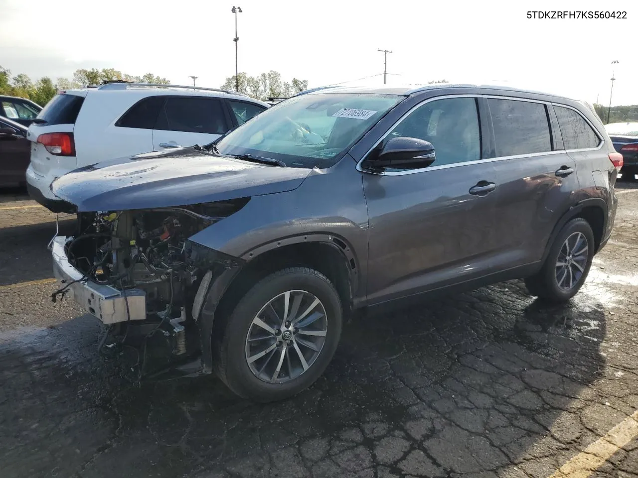 2019 Toyota Highlander Se VIN: 5TDKZRFH7KS560422 Lot: 72706984