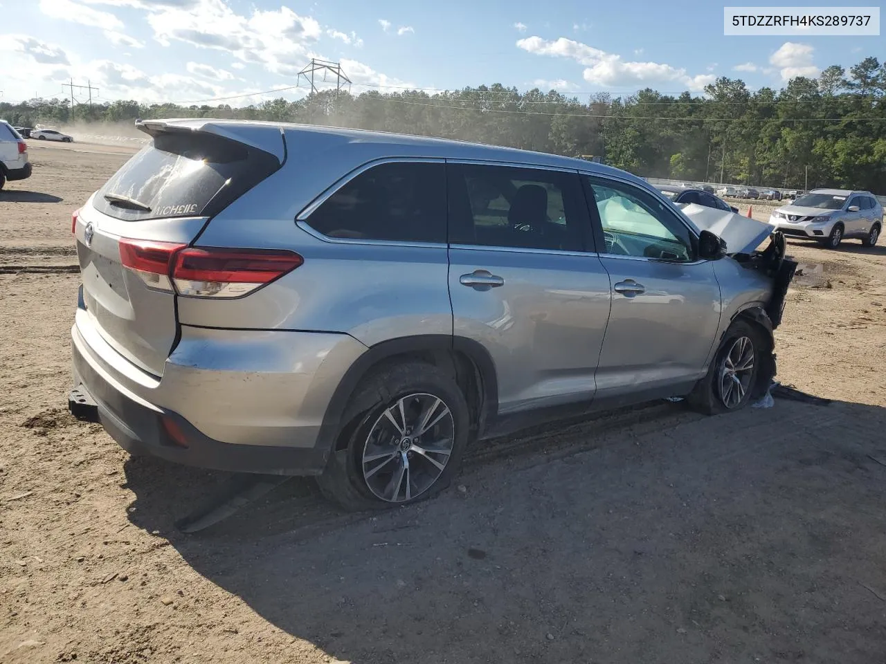 2019 Toyota Highlander Le VIN: 5TDZZRFH4KS289737 Lot: 72998004