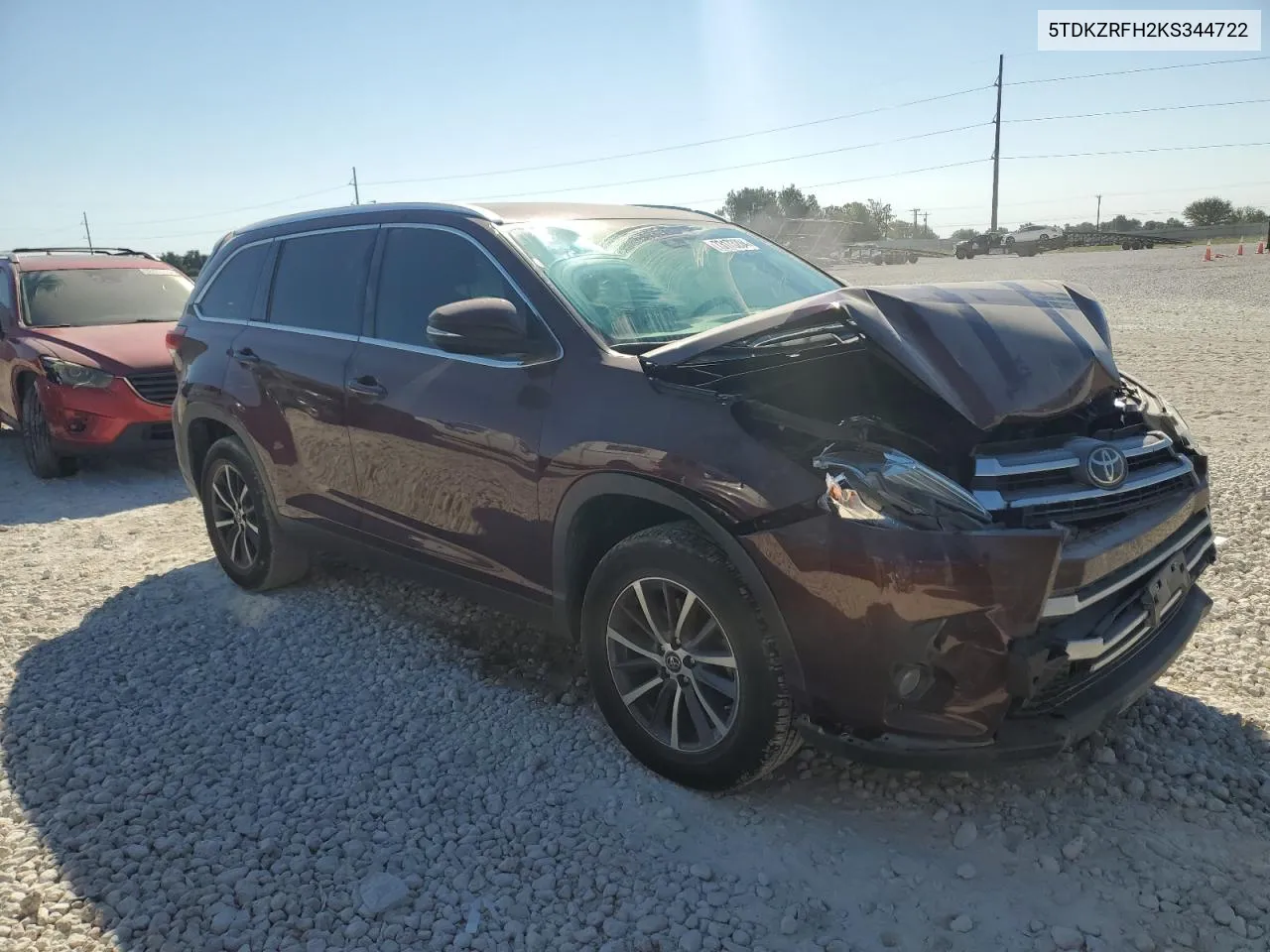 5TDKZRFH2KS344722 2019 Toyota Highlander Se