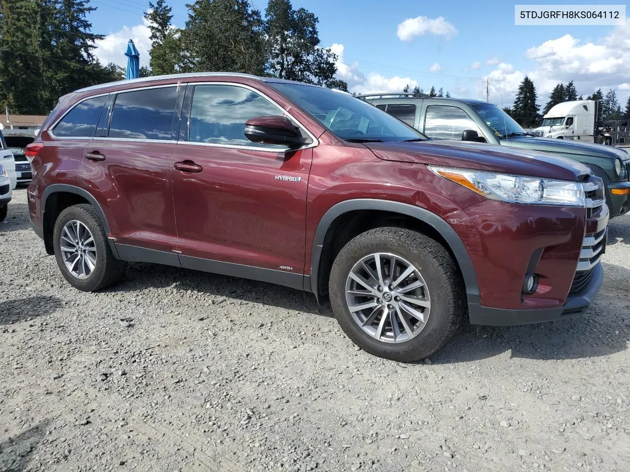 2019 Toyota Highlander Hybrid VIN: 5TDJGRFH8KS064112 Lot: 73367784