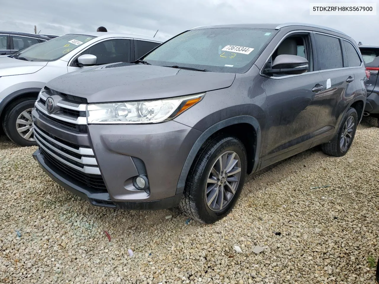 2019 Toyota Highlander Se VIN: 5TDKZRFH8KS567900 Lot: 73615344