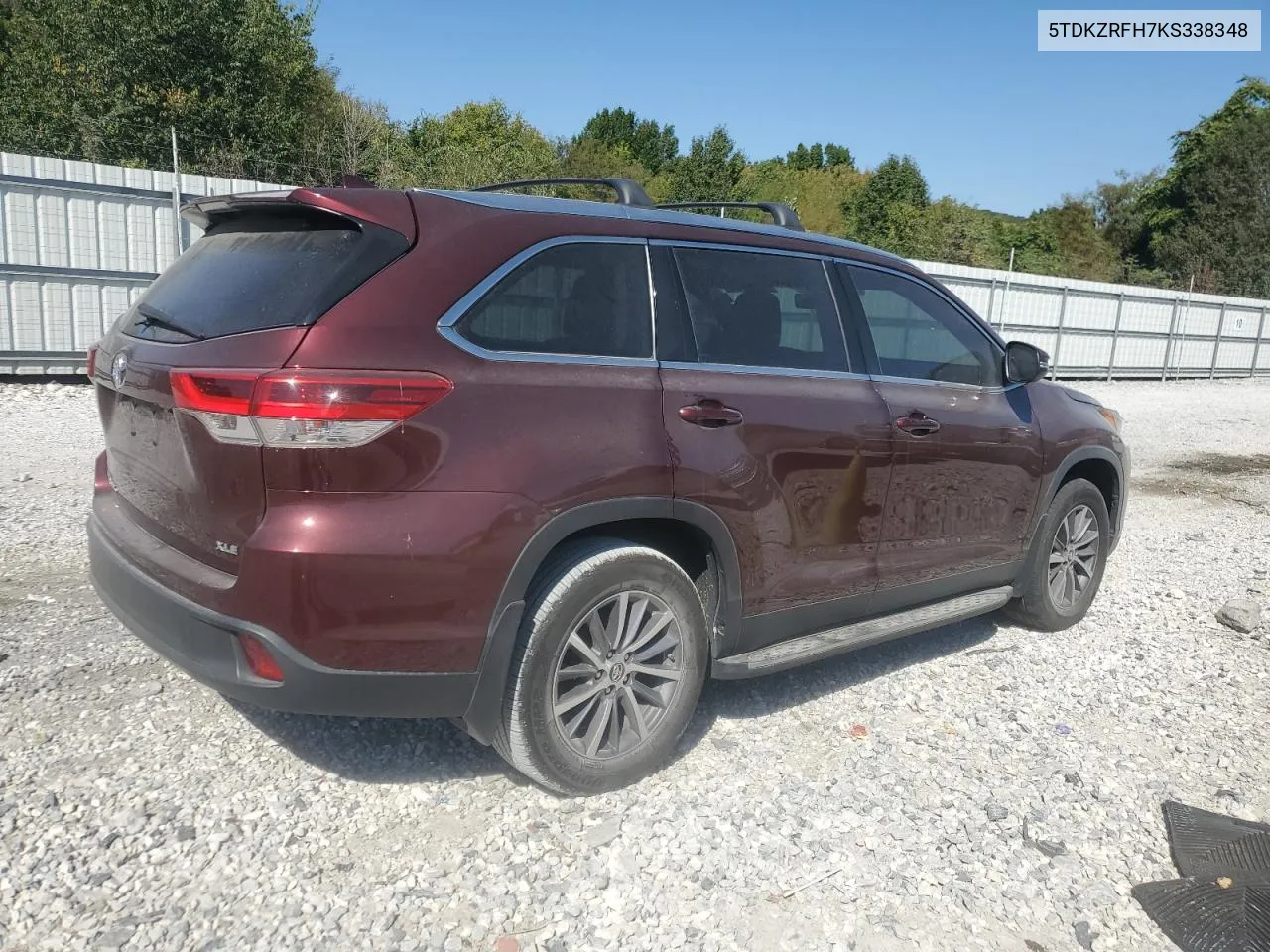 2019 Toyota Highlander Se VIN: 5TDKZRFH7KS338348 Lot: 74007684