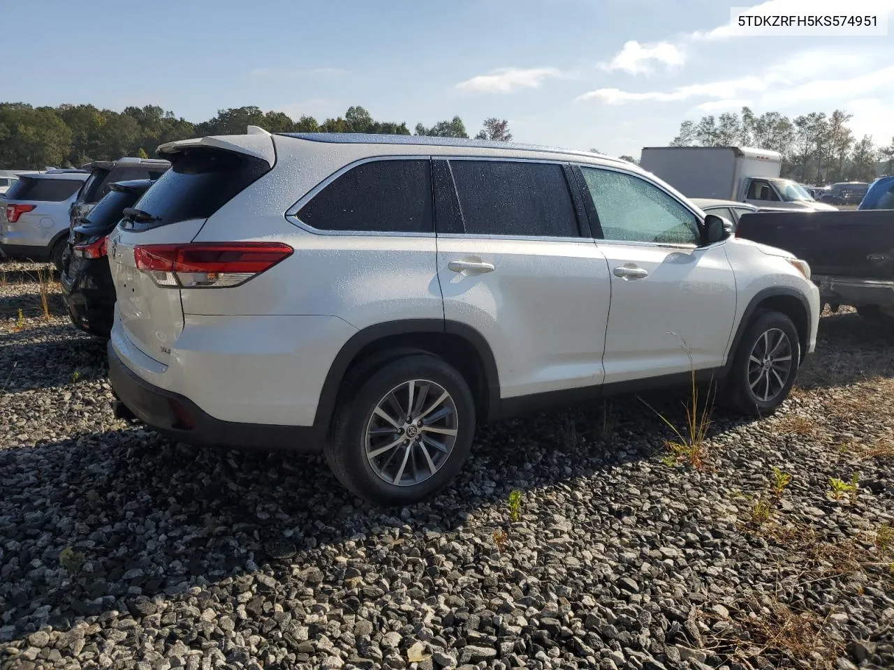 2019 Toyota Highlander Se VIN: 5TDKZRFH5KS574951 Lot: 74878464